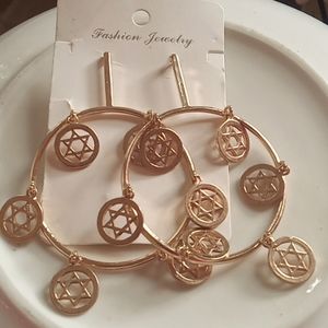 Star of David  circle earring